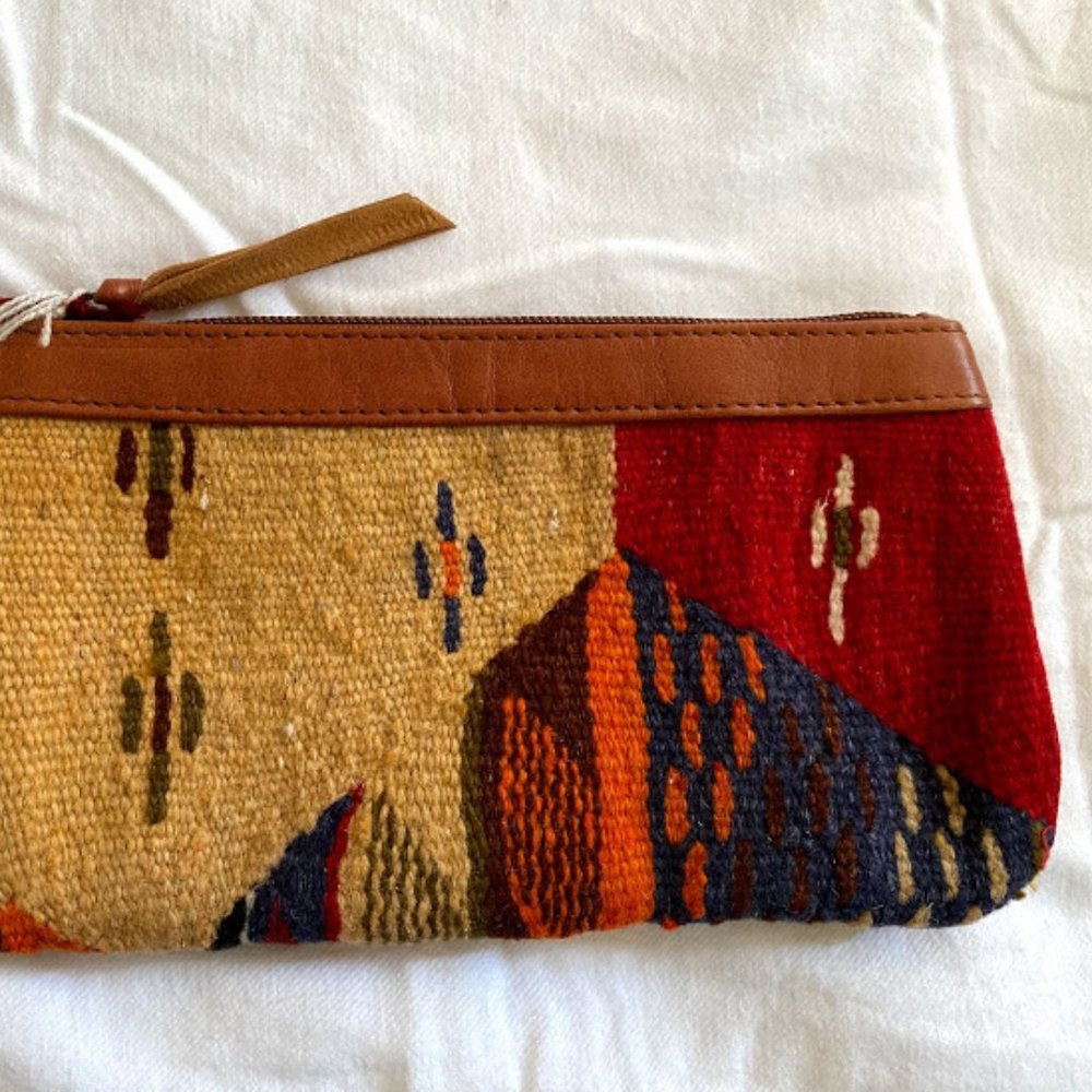 Nena & Co Morocco Collection Mini Clutch Kilim Woven Tan Leather Trim - Picture 4 of 7